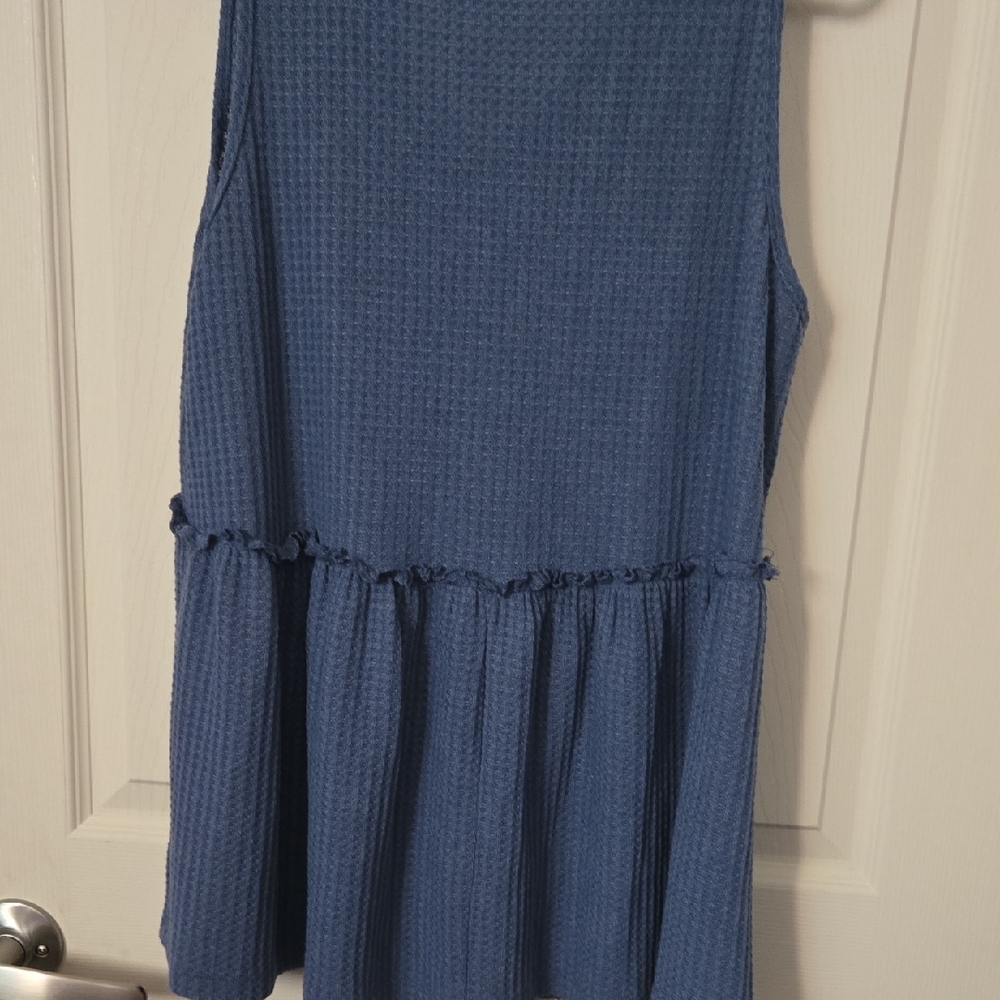 Umgee Blue Button-Front Tank Top - Picture 4 of 4